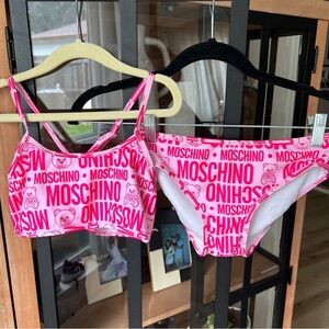 Moschino girls bikini set swimsuit Barbie pink teddy bear print kids 8